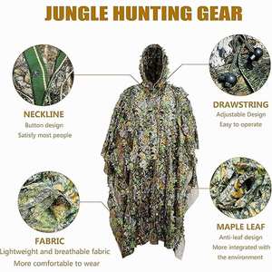 Costume <span class=keywords><strong>3D</strong></span> Leafy Capuche Cape Jungle Chasse Châle Camping Camo <span class=keywords><strong>Poncho</strong></span> CS Woodland Hoodie <span class=keywords><strong>Camouflage</strong></span> Cape - Product Image 3