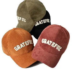 पुरुषों, महिलाओं के लिए गर्म शीतकालीन टोपी उच्च गुणवत्ता वाली कढ़ाई कॉरडरॉय टोपी कपास समायोज्य कस्टम बेसबॉल टोपी