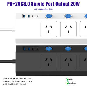 Oem Custom Logo Beschikbaar Bs Stekker Extension <span class=keywords><strong>Socket</strong></span> 5 Stopcontacten USB-A (2 Poorten) USB-C (2 Poorten) Mov Overspanningsbeveiliging Brand Ziekenhuis - Product Image 4