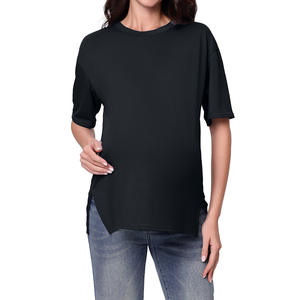 <span class=keywords><strong>T</strong></span>-<span class=keywords><strong>shirt</strong></span> de maternité vêtements enceintes écologiques <span class=keywords><strong>t</strong></span>-<span class=keywords><strong>shirt</strong></span> durable pour femmes à manches courtes personnalisé haut d'allaitement - Product Image 3