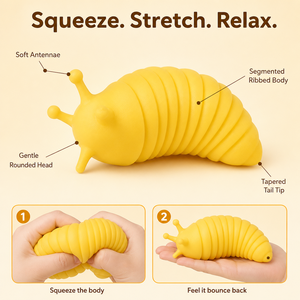Jouet anti-stress souple en forme de chenille pour enfants et adultes, cadeau anti-anxiété, logo personnalisé - Product Image 3
