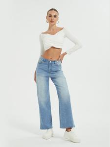 New Women's High Waist Baggy Fit Straight Leg <b>Stretch</b> <b>Denim</b> Jeans Breathable High Street Style with Loose Fit for Summer Autumn - Product Image 1