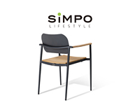 SIMPOLIFESTYLE Mobilier d'extérieur haut de gamme, tabouret de jardin de luxe, tabouret de balcon, chaise en teck en aluminium, ensemble de table à manger