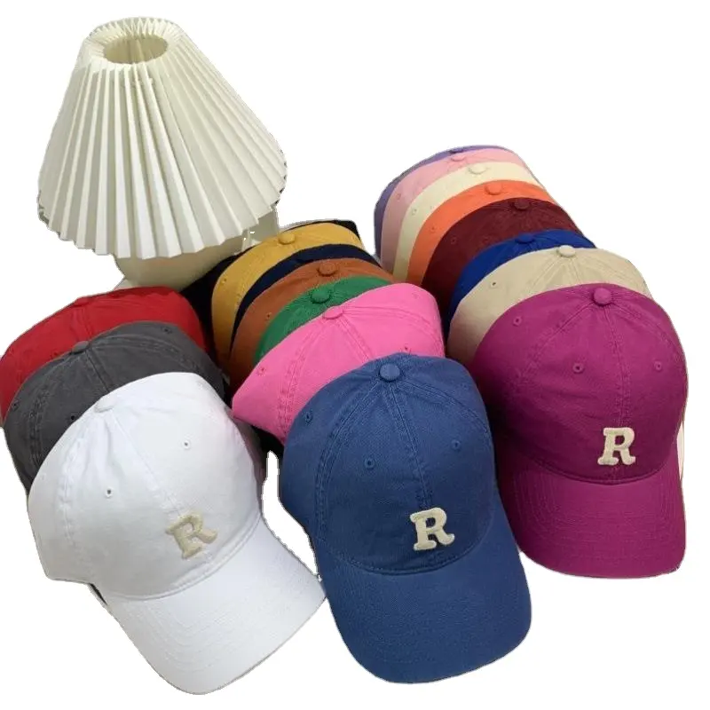 Low MOQ custom sport cap brown baseball cap women's all-match cotton trucker letter hat men's Korean peaked fitted blank cap