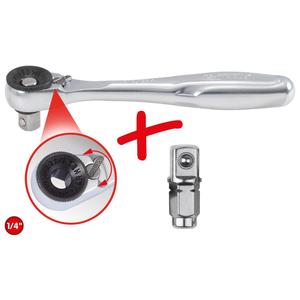 KS TOOLS <b>1</b>/<b>4</b>" Bit <b>ratchet</b> reversible with adaptor for sockets - Product Image 4
