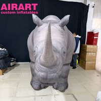 Décoration extérieure, rhinocéros gonflable gris, rhinocéros gonflable géant pour fête