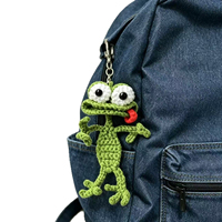 Porte-clés en crochet mignon en forme de bouche de saucisse, grenouille tricotée, canard amusant pour sac à main - Vente en gros