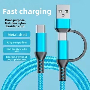 PD Typ-C 2-in-1 USB-A zu Typ-C Kabel mit reinem Kupferleiter und geflochtener Nylonummantelung für schnelles Laden, kompatibel mit <span class=keywords><strong>iPhone</strong></span> 17/16/15/14 - Product Image 3