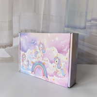 Caja de Envío de Cartón Corrugado Impresa con Diseño de Unicornio Arcoíris a Todo Color para Empaque de Regalos