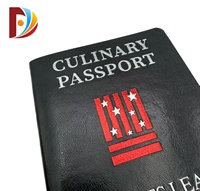 Libreta de Certificados Estilo Pasaporte Negra Personalizada al por Mayor, Impresión en Lámina Multicolor, Texto Personalizado, Folleto de Recuerdo de la Liga de Chefs