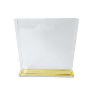 Hot Sale Modern Luxury Gold Clear Transparent Lucite Bencher Set and Holder by JUST in CASE Brand for Judaica Holiday Gifts - Product Image 5