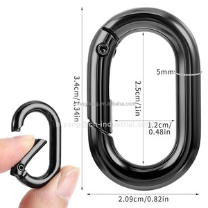 Noir petit mousqueton joint torique porte-clés en alliage de Zinc mousqueton ovale mousqueton à ressort O mousquetons chien chaîne boucles connecteur - Product Image 2