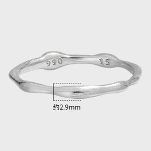 OEM/ODM Designer S925 Sterling Silber Wellenring Mode Schlichte Bandförmige Dünne Stapelbare Versprechensringe Feiner Schmuck für Frauen und Paare - Product Image 2