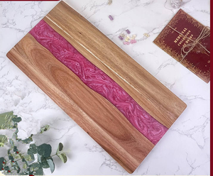 Tendance de Noël <span class=keywords><strong>Plateau</strong></span> de service <span class=keywords><strong>rectangulaire</strong></span> en résine époxy Planche à découper Bois d'acacia Charcuterie Pain Hacher Tranchage Planche à <span class=keywords><strong>fromage</strong></span> - Product Image 3