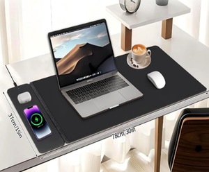 IStapromo Gifts 15W Fast Wireless Charging PU Leather Desk <b>Mat</b>, Reversible Dual Layer Waterproof Anti-Slip <b>Large</b> Mouse Pad - Product Image 5
