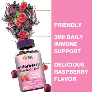 Gummies de sureau les plus vendues avec vitamine C et zinc pour soutenir la fonction immunitaire, saveur Framboise, 120 gummies - Product Image 4