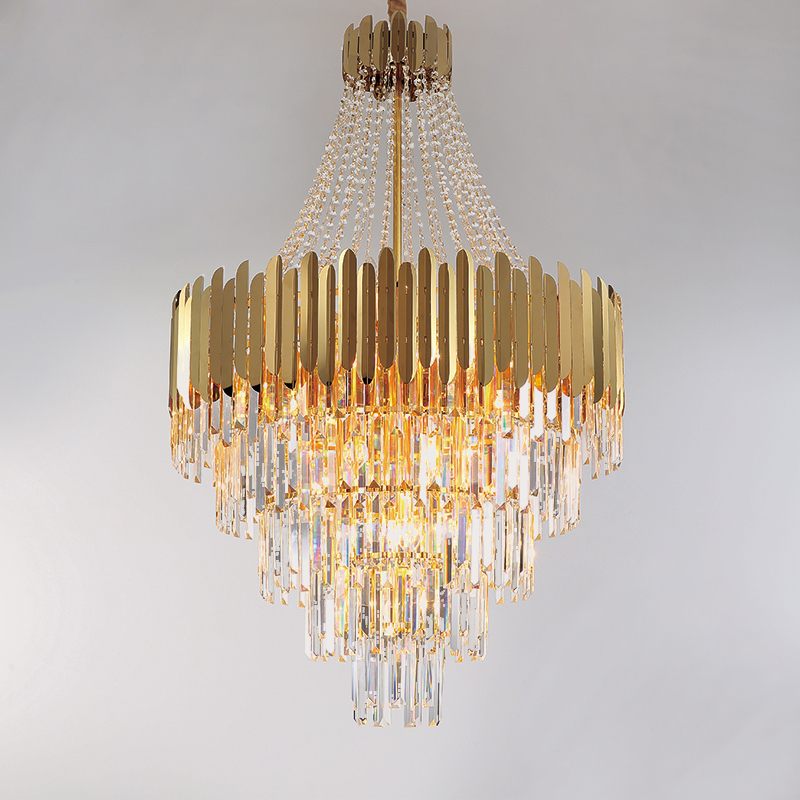 Top Italian  luxury indoor villa hotel stair led golden chandelier modern lamp ceiling home crystal glass hanging light