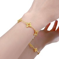 2025 à la mode S925 argent cinq fleurs trèfle à quatre feuilles Bracelet or dentelle incrusté de diamants transfrontalière en direct or chaîne lien bijoux