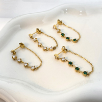 Zircon gland chaîne joyas de acero inoxydable al por mayor titane acier galvanisé 18k boucles d'oreilles en or