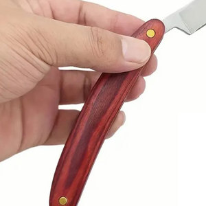 Wood Handle <b>Single</b> <b>Blade</b> <b>Razor</b> Stainless Steel Barber Shop Use Male Face Shaving Tool Lightweight Stainless Steel Barbers Use - Product Image 5
