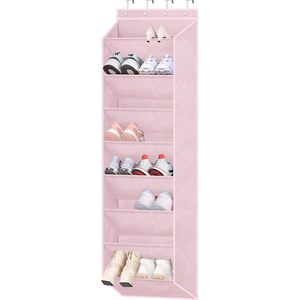 Over The Door <b>Shoe</b> Organizer 8 Compartments Pink Hanging <b>Shoe</b> Rack For Closet <b>Storage</b> - Product Image 1