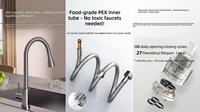Robinet de cuisine flexible OEM à 3 modes, mitigeur en acier inoxydable 304, robinet de cuisine à poignée unique pour cuisine moderne