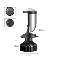 GVER Y6 Auto Phares LED 30W Bi-Led Projecteur Lentille Laser Compatible H1 H3 H4 9003 HB2 H19 H7 H18 H8 H11 Accessoires de Voiture