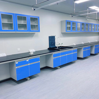 Table de travail en acier et bois COSMOLab LB-CWS-02 pour écoles, hôpitaux et laboratoires, avec évier, résistante aux acides et aux alcalis, certifiée CE ISO