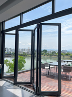 Portes coulissantes pliantes en verre trempé de haute précision, modernes et personnalisées en usine, isolation acoustique, pour villa, extérieur, pliables