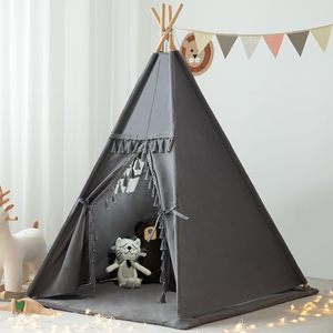 Tente tipi pour enfants en toile de coton naturelle lavable, <span class=keywords><strong>d</strong></span>écoration de camping en plein air, grande tente tipi pour enfants, petite <span class=keywords><strong>maison</strong></span> avec tapis rembourré, sac de transport - Product Image 6