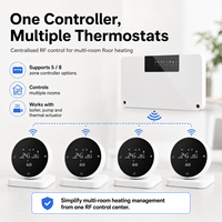 Controlador Central Inalámbrico/Alámbrico de 5/8 Zonas para Calefacción por Suelo Radiante, Termostato para Sistema Hidrónico