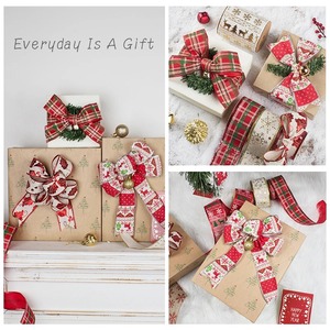 Luxury Durable Christmas Satin <b>Ribbon</b> Red Plaid Pattern 20mm Wide Decorative Gift Bow Luster Finish Printed Design - Product Image 4