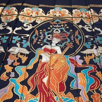 Jupes de qualité de style chinois 2023, art littéraire rétro, fluide, taille haute, coupe trapèze, jupe plissée à motif de visage de cheval de la dynastie Ming améliorée