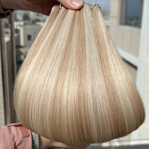 50g gênio trama cabelo loira destaques duplo desenhado mão amarrado gênio trama extensões de cabelo humano - Product Image 1