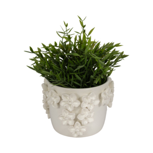 Vaso in gres con applicazioni floreali e design in ceramica testurizzata per piante da interno ed esterno - Product Image 2