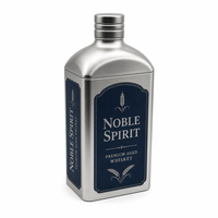 Boîte personnalisée vide en fer blanc pour bouteille de whisky, conteneur en métal en forme de fiole pour spiritueux, emballage cadeau pour vin et liqueur, vente en gros