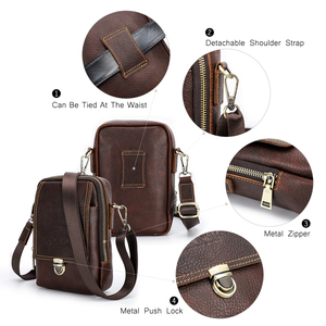 Custodia per telefono in pelle di tutti i giorni con custodia per telefono in vera pelle a <span class=keywords><strong>tracolla</strong></span> piccola borsa per telefono da uomo - Product Image 6