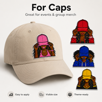 Lot de patchs brodés personnalisés tendance avec portrait de fille noire pour chapeaux, sacs à dos, cadeau de mode, fournisseur en gros, pack en vrac