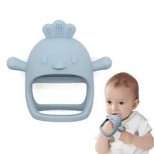 Animal Chick Triceratops Groundhog Handle Toys Anti-eating Hand Food Grade Silicone Wrist Holder Baby Teher