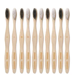 Brosse à dents en bambou 100% naturel réutilisable à bas prix pour les voyages à la maison et à l'hôtel avec emballage personnalisé et logo à poils souples