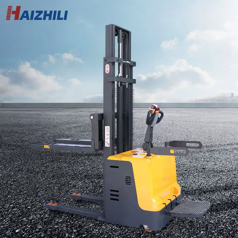 Factory customized High Lifting Stand On Electric Truck Stacker all electric standing operation pallet stacker 3 m 3.5m 4.5 m
