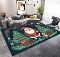 Tapis de Noël unisexe imprimé sur mesure, tapis de salon antidérapant marron à motif géométrique d'arbre de Noël, lavable en machine