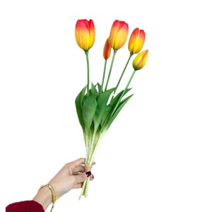 Fábrica de Flores Meiyu, Tulipanes Artificiales de Goma Suave de 5 Cabezas, Resistentes a los Rayos UV, Decoración para Bodas y Hogar - Product Image 5