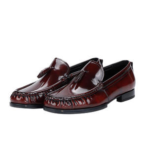 Zapatos de cuero de moda para otoño - zapatos de boda de lujo de cuero vacuno transpirable - color rojo vino - zapatos de vestir y Oxfords de cuero hechos a mano para hombre - Product Image 1