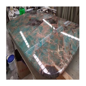 Design di Piano di Lavoro per Isola Cucina in Quarzite Amazonite di Altissima Qualità - Product Image 1