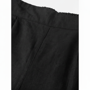 Pantalon flammé en coton noir solide pour femmes Design décontracté coupe régulière - Product Image 1