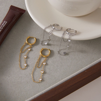 Boucles d'oreilles pendantes à chaîne en zircone J&D Jewelry, boucles d'oreilles créoles en acier inoxydable plaqué or 18 carats pour femmes