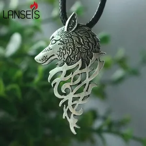Collar vikingo con colgante de cabeza de lobo celta, joyería de moda, amuleto sobrenatural - Product Image 1