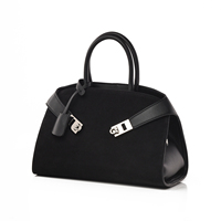 Sac de Médecin Vintage en Daim Patchwork, Grand Sac à Main de Bureau en Cuir PU avec Fermeture Tournante, Sac Bandoulière Croisé avec Étiquette en Cuir