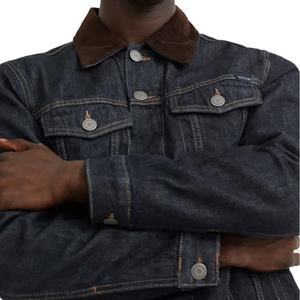 New Arrivals Fashion Casual Unisex Style Robust Denim <b>Jacket</b> With <b>Corduroy</b> Collar and Button Sleeve Cuffs - Product Image 5